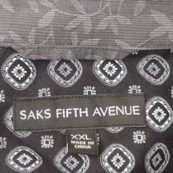 SAKS FIFTH AVENUE Long Sleeve Button Up Shirt XXL Collared Formal Printed - Picture 5 of 6